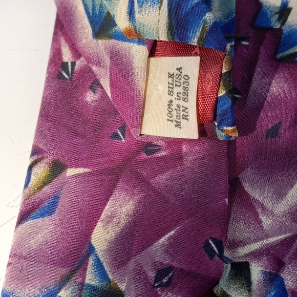 J. (Jerry) Garcia SIlk Necktie Crystalilne Purple and Blue Abstract Reps - Picture 8 of 11